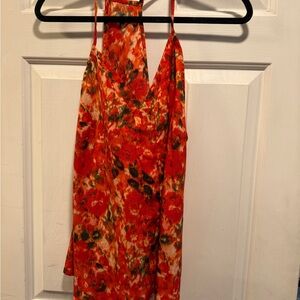 Vibrant Orange Swirl Satin-Feel racer back top